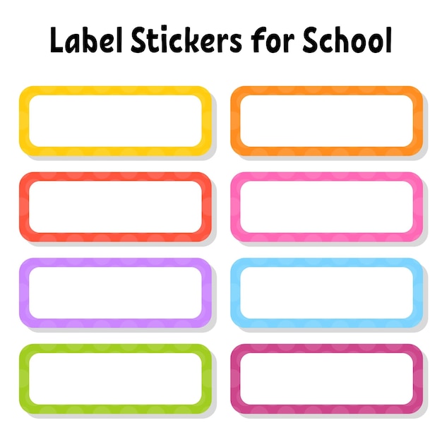 Set stickers for school Empty template Name tags gift labels