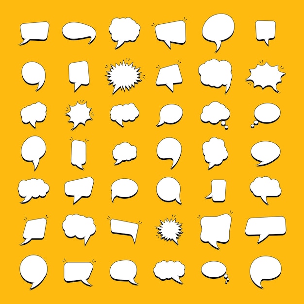 Set of stickers of speech bubbles for comics. Empty comic speech bubbles.