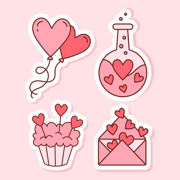 A set of stickers for Valentine's Day Isolated on a white background Sticker pack