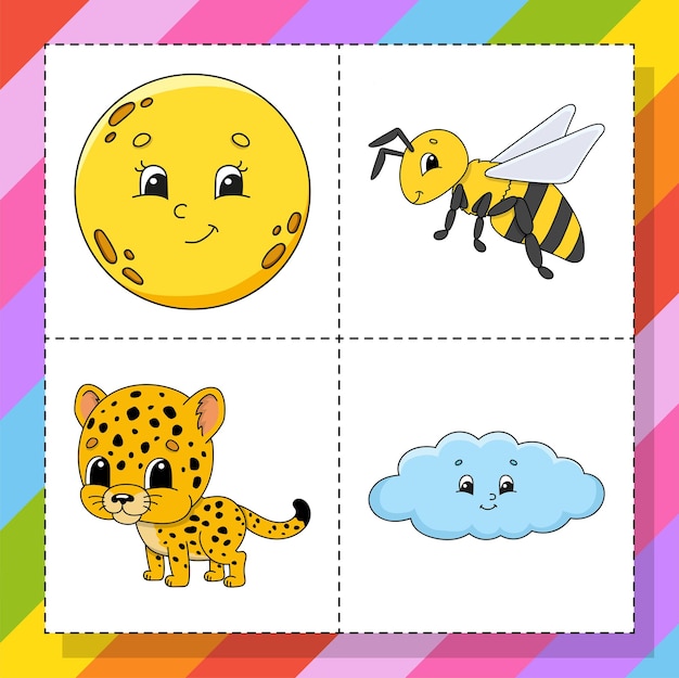 Set of stickers with cute cartoon characters Hand drawn Colorful pack Patch badges collection for kids