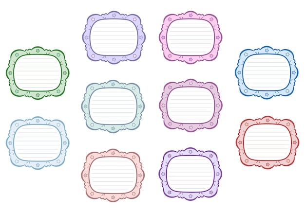 set of sticky cute stars frames letter notes for writing with pastel coloring