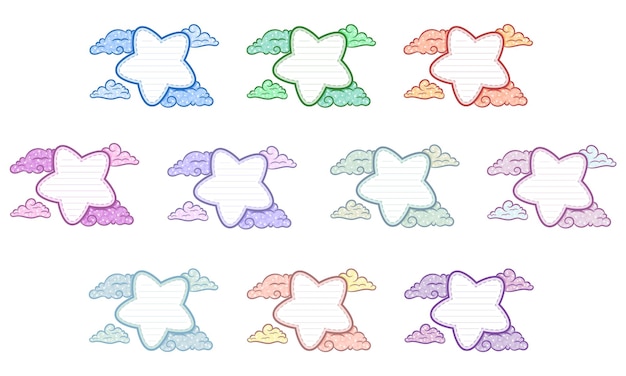 set of sticky stars letter notes for writing with pastel coloring