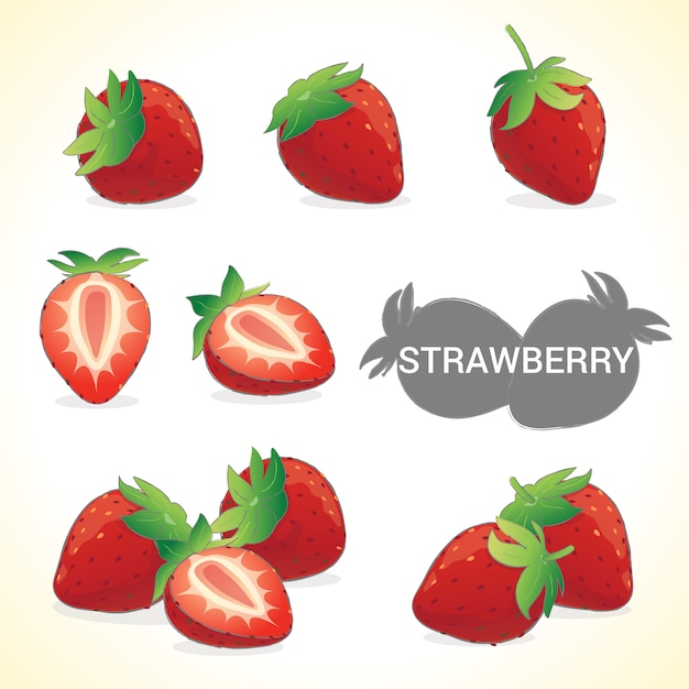 Set of strawberry in various styles vector format