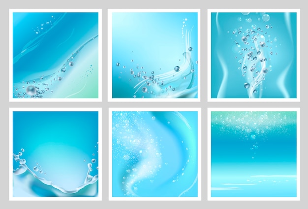 Set of stylish water backgrounds. 