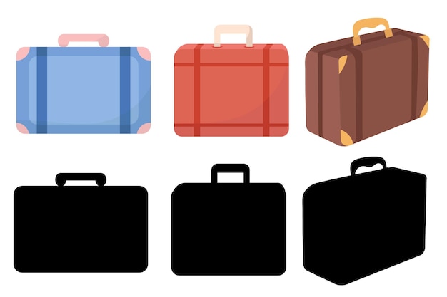 Set of suitcases in flat style vector