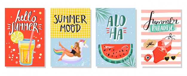 Set of summer greeting cards