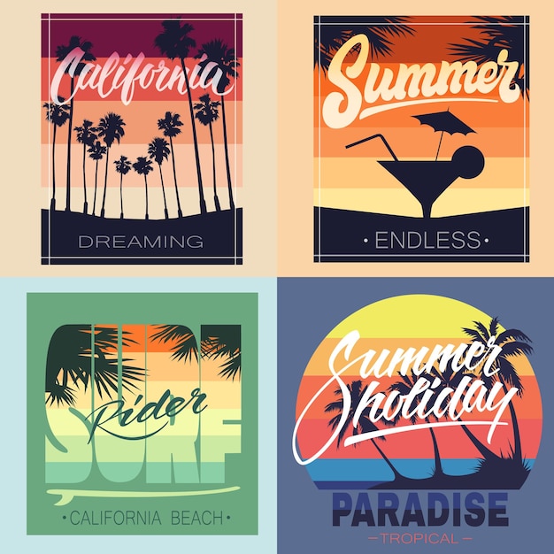 Vector set of summer hand lettered print for apparel t shirt and other uses