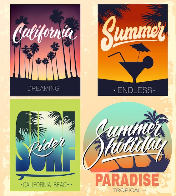 Vector set of summer hand lettered print for apparel t shirt and other uses