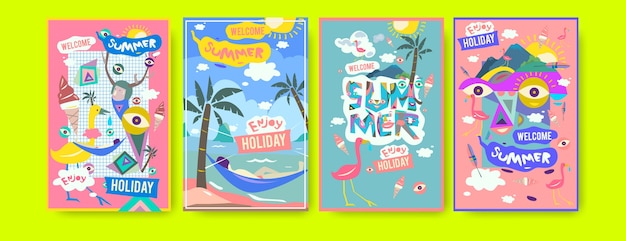 Set of summer illustration for poster