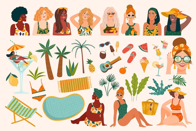 Set of summer illustrations.