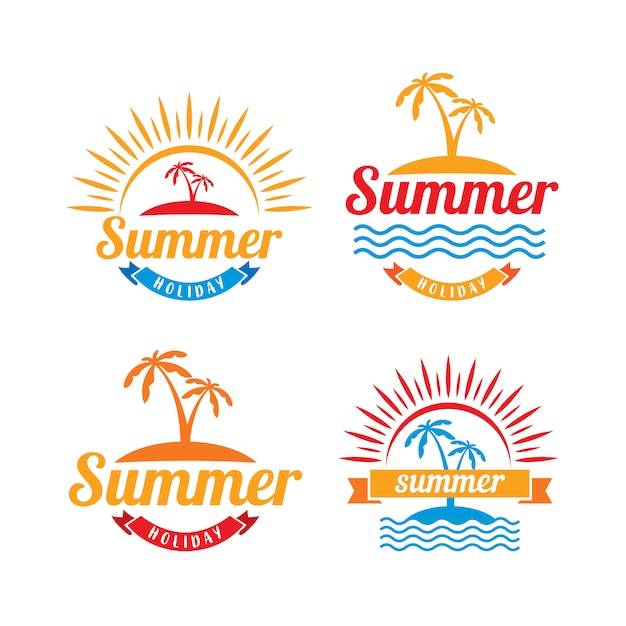 set of summer logo template