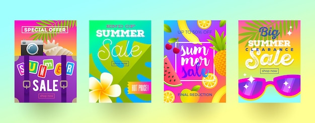 Set of summer sale promotion banners