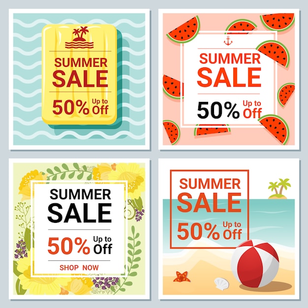 Set of summer sale template banner