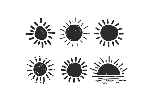 A set of sun icon illustration.