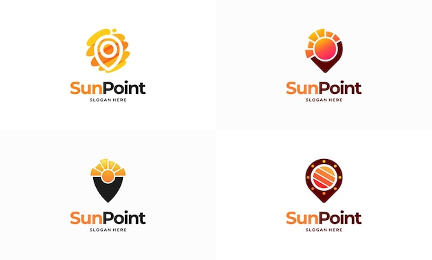 Set of Sun Point logo designs concept vector Sun Hunter Spot Logo template icon