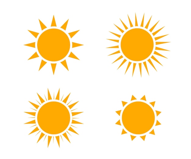 Set of sun shapes sun icons set collection of sun stars vector flat design