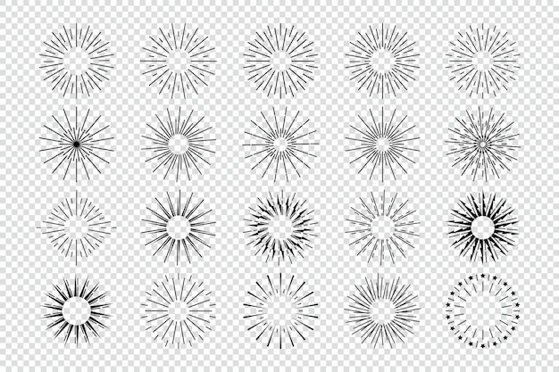 Vector set of sunbursts