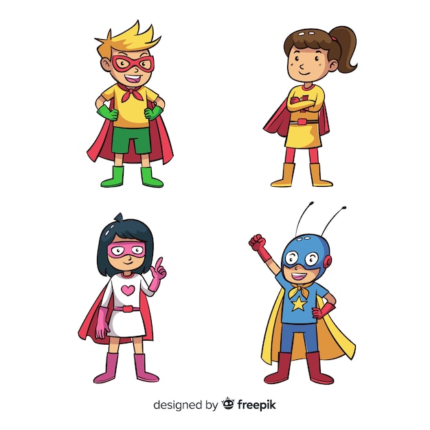 Set of superhero kids