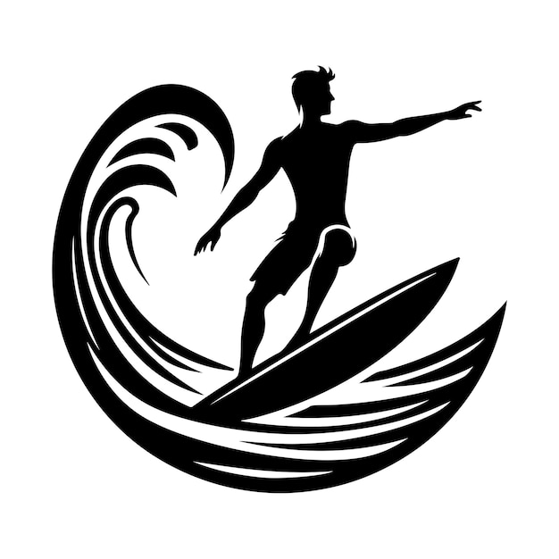 Set of Surfers Silhouette surfer holding surfboard vector illustration