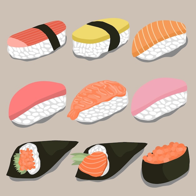 Set of sushi illustration