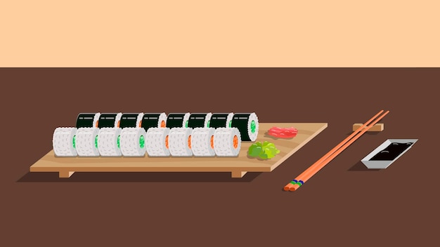 Vector set sushi roles delicious asian food vector