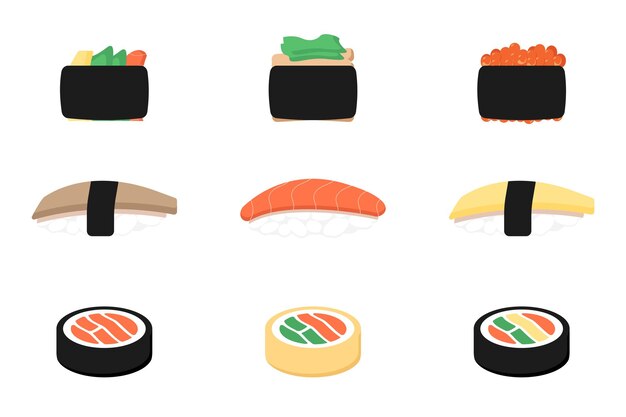 Set of sushi vector illustration