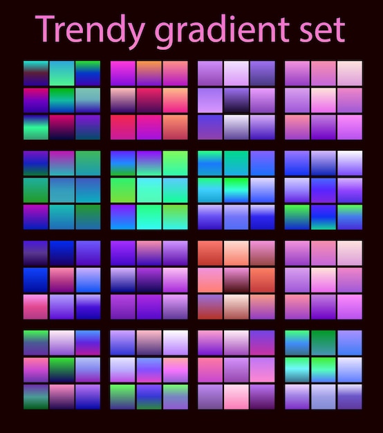 Set swatches colorful gradient background violet palette