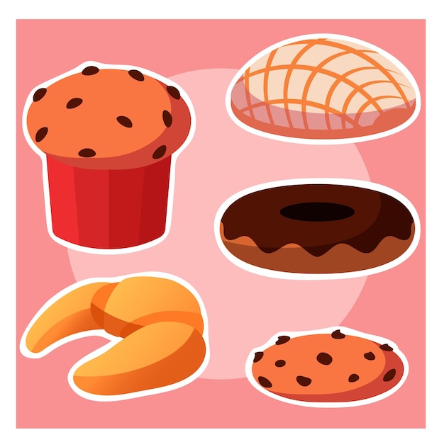 set of sweet bread icon illustration