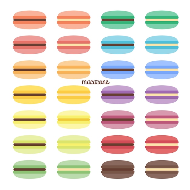 Set of sweet colorful vector macarons