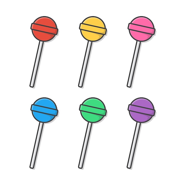 Set Of Sweet Lollipop isolated on white