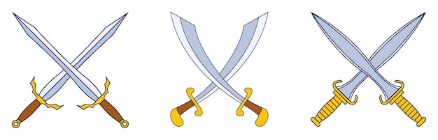 set of sword warrior in flat design. eps vector