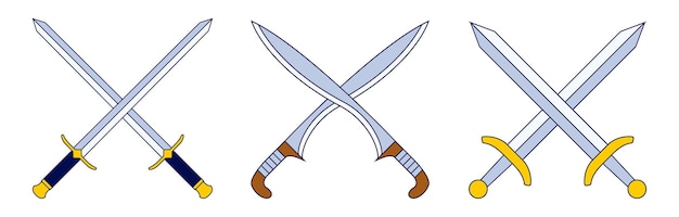 set of sword warrior in flat design.