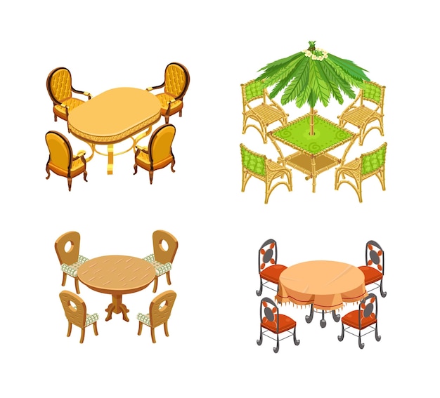 Set of tables and chairs