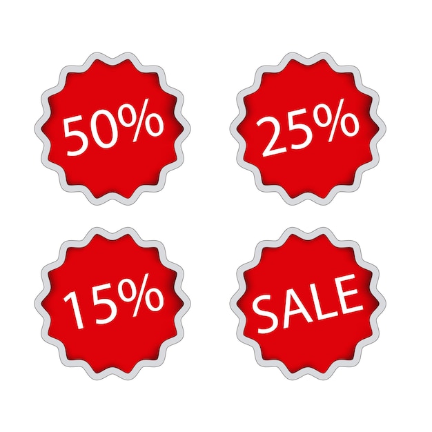 set of tags with different percents discount