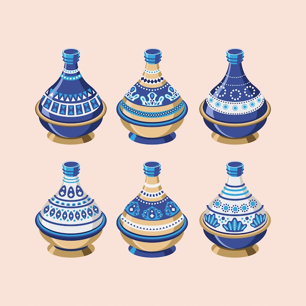 Set of Tajine Moroccan India Ceramic Cookware Collection