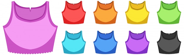 Vector set of tank top on white background