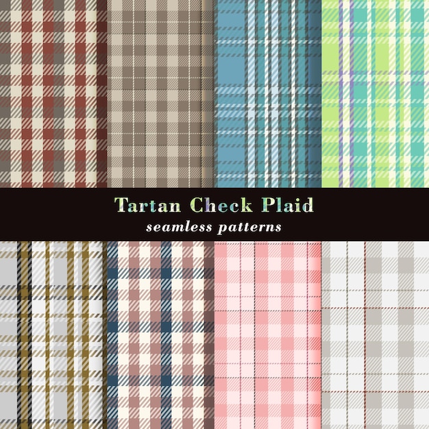 Set of tartan plaid scottish patterns. Texture for different textiles. Seamless patterns.