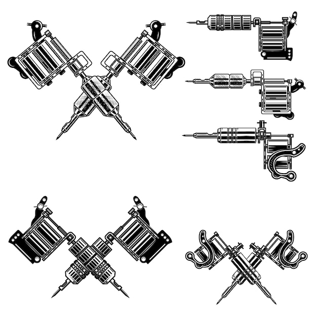 Set of tattoo machine illustrations.