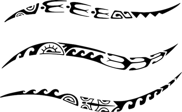 Set of tattoo Maori design  Art tribal tattoo Vector sketch of a tattoo Maori