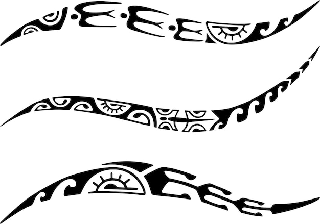 Set of tattoo Maori design Art tribal tattoo Vector sketch of a tattoo Maori