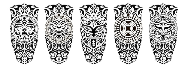 Set of tattoo sketch maori style for leg or shoulder