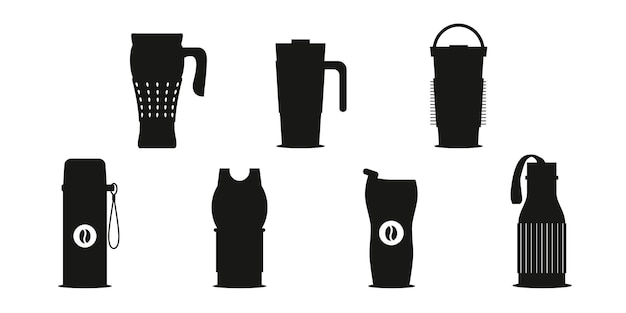 Set of Tea Pot Silhouettes premium vector template