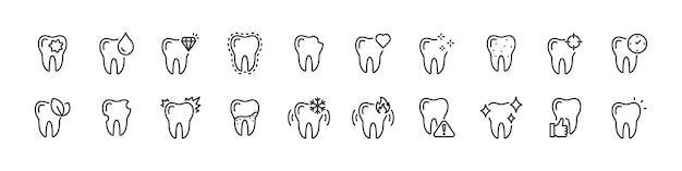 set of teetth icons dentist health care