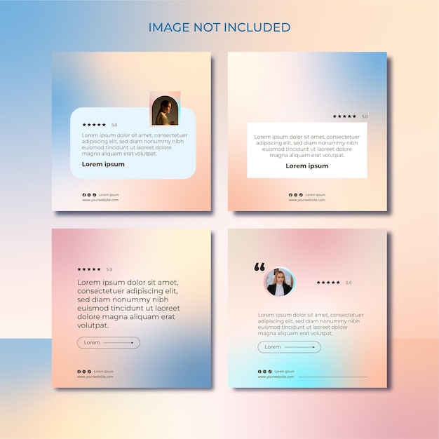 Set Template of client testimonial or customer feedback social media posts