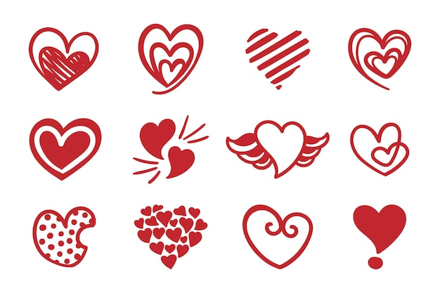 Set of templates cute nice icon hand drawn love