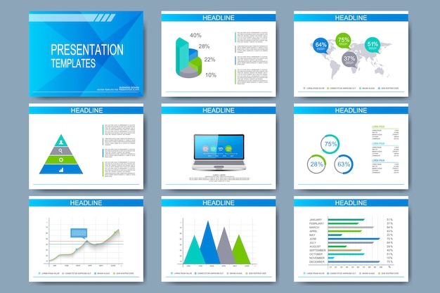 Set of  templates for presentation slides. 