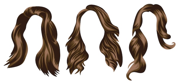 set of templates of womens medium length hair in light brown tones for characters various designs