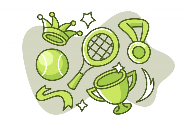 Set of tennis cartoon