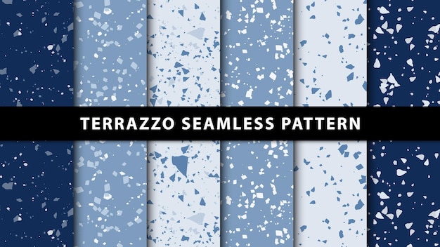 Set of terrazzo japanese style seamless patterns. Premium Vector