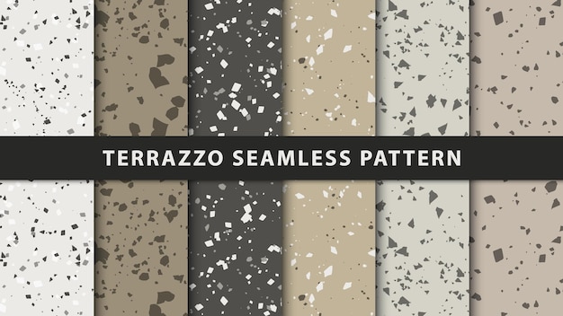 Vector set of terrazzo seamless patterns. premium vector